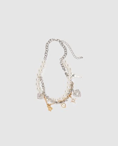  URBAN REVIVO - Vòng cổ nữ phối ngọc trai và charm 