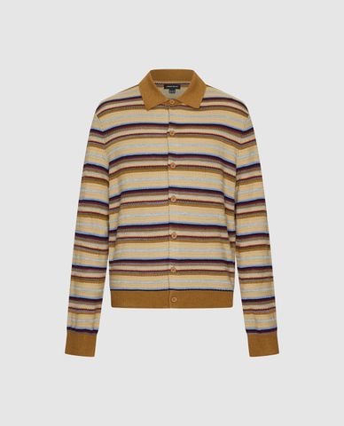  URBAN REVIVO - Áo khoác cardigan nam tay dài kẻ sọc 