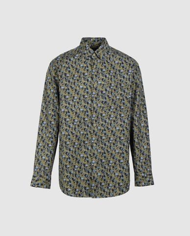  URBAN REVIVO - Áo sơ mi nam cổ bẻ tay dài in họa tiết 