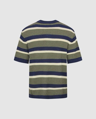  URBAN REVIVO - Áo thun nam cổ tròn tay ngắn kẻ sọc 