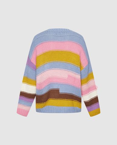  URBAN REVIVO - Áo sweater nữ cổ tròn tay dài phối hoa nổi 
