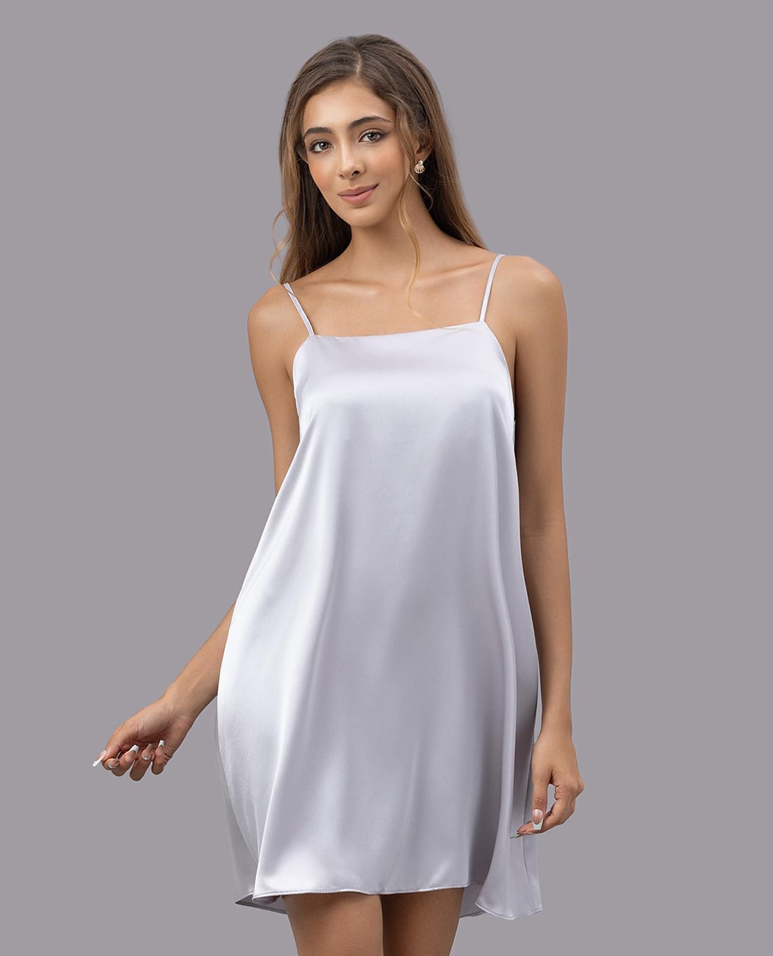 VERA - Đầm ngắn mặc nhà satin trơn hai dây