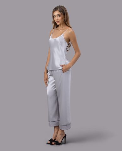  VERA - Bộ quần áo nữ dài mặc nhà satin trơn hai dây 