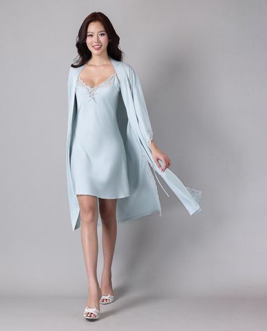  VERA BY CHIPU - Áo khoác kimono nữ satin trơn phối ren 