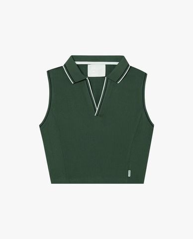  DUNLOP - Áo ba lỗ thể thao nữ cổ bẻ phom croptop 