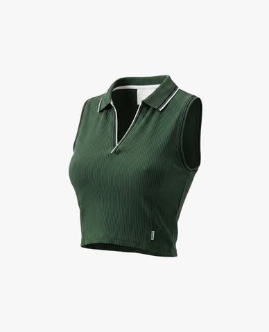  DUNLOP - Áo ba lỗ thể thao nữ cổ bẻ phom croptop 