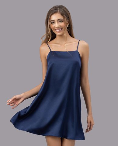  VERA - Đầm ngắn mặc nhà satin trơn hai dây 