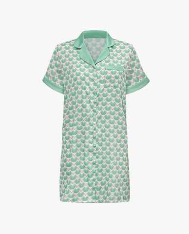  VERA - Đầm pijama tay ngắn satin in 