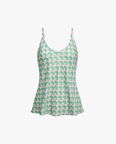  VERA - Bộ quần áo nữ ngắn mặc nhà hai dây satin in 