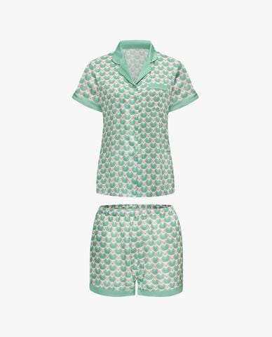  VERA - Bộ pijama ngắn nữ tay ngắn satin in 