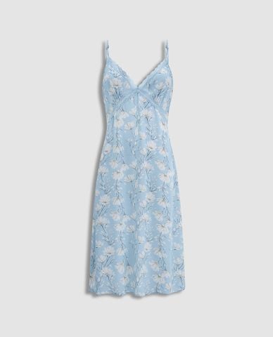  VERA - Đầm hai dây midi mặc nhà rayon in 