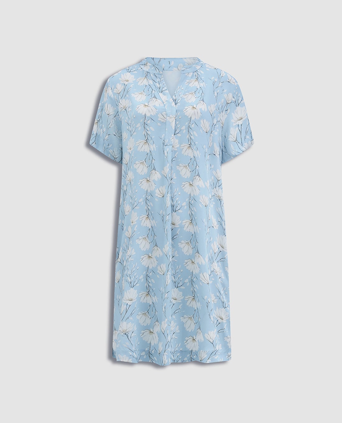 VERA - Đầm ngắn nữ mặc nhà tay ngắn rayon in hoa