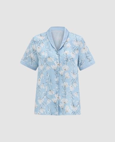  VERA - Bộ pijama dài nữ tay ngắn rayon in hoa 