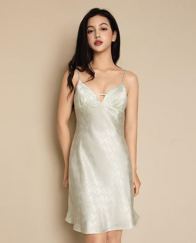  VERA - Đầm ngắn mặc nhà satin jacquard hai dây 