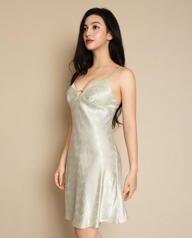  VERA - Đầm ngắn mặc nhà satin jacquard hai dây 