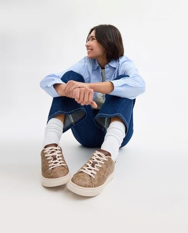 COACH - Giày sneakers nữ cổ thấp High Line In Signature Canvas 