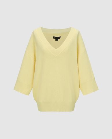  URBAN REVIVO - Áo dệt kim nữ cổ V tay lỡ 