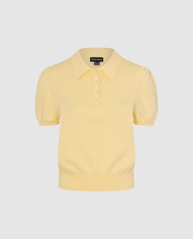  URBAN REVIVO - Áo dệt kim nữ cổ bẻ tay phồng 