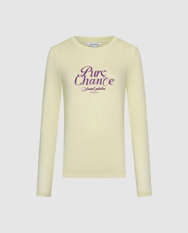  URBAN REVIVO - Áo thun nữ cổ tròn tay dài in chữ 