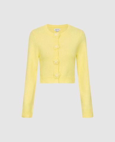  URBAN REVIVO - Áo cardigan nữ cổ tròn tay dài đính hoa nổi 