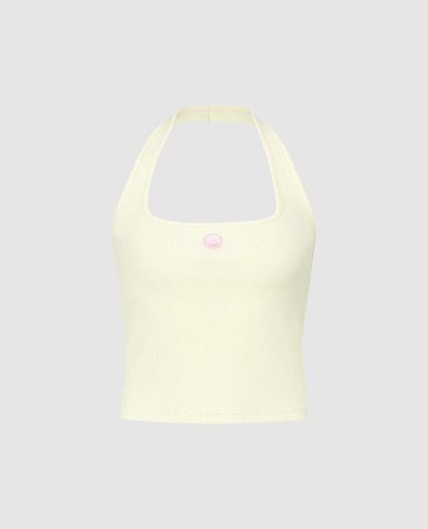  URBAN REVIVO - Áo kiểu nữ cổ yếm phom croptop 