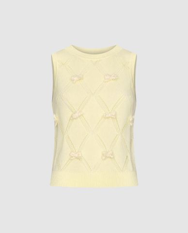  URBAN REVIVO - Áo dệt kim nữ sát nách cổ tròn 