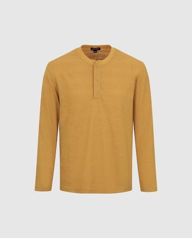  URBAN REVIVO - Áo thun nam cổ henley tay dài 