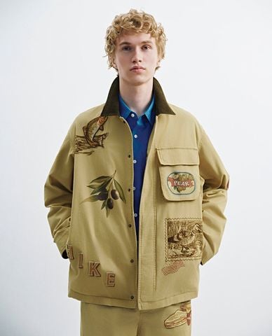  URBAN REVIVO - Áo khoác sơ mi nam tay dài họa tiết vintage 