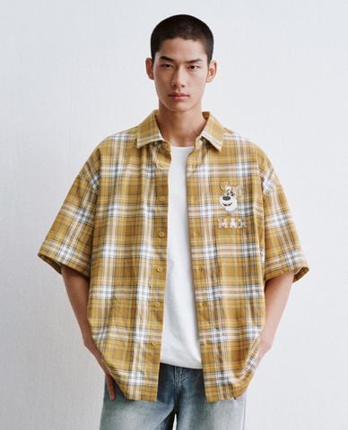  URBAN REVIVO - Áo sơ mi nam tay ngắn kẻ sọc caro 