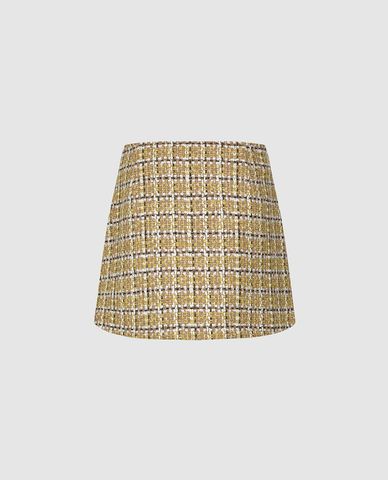  URBAN REVIVO - Chân váy chữ A mini họa tiết caro 