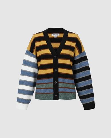  URBAN REVIVO - Áo khoác cardigan nữ phối sọc tương phản 