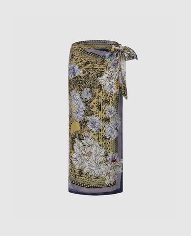  URBAN REVIVO - Chân váy phom suông midi họa tiết hoa 