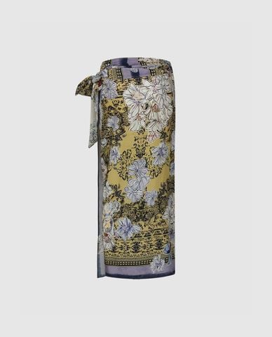  URBAN REVIVO - Chân váy phom suông midi họa tiết hoa 