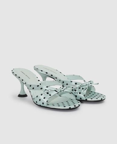  URBAN REVIVO - Giày mules cao gót nữ hở mũi chấm bi 