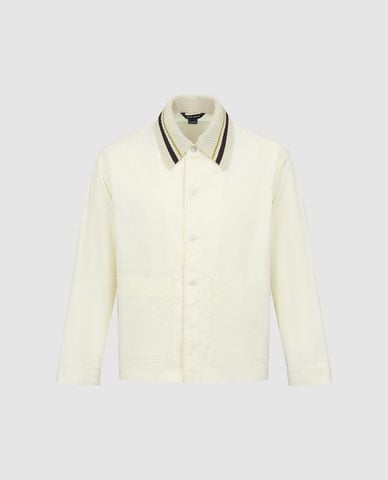  URBAN REVIVO - Áo khoác sơ mi nam cổ bẻ tay dài phối viền 