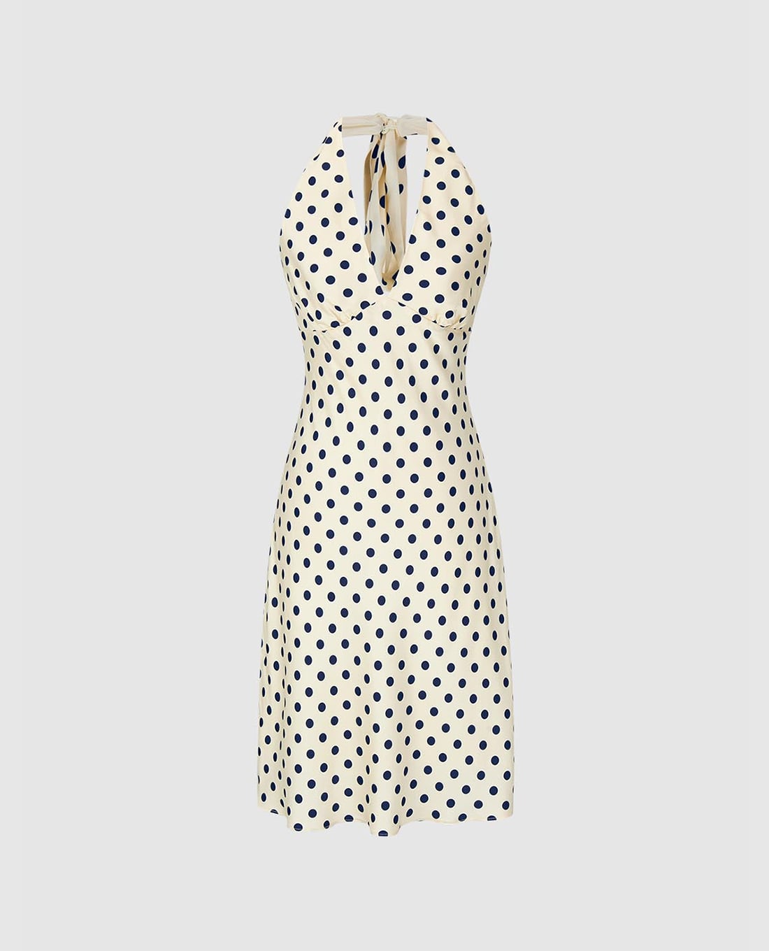 URBAN REVIVO - Đầm midi cổ yếm họa tiết chấm bi