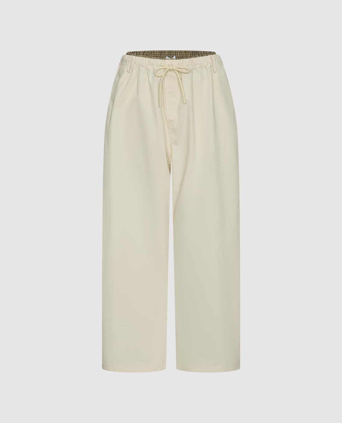 URBAN REVIVO - Quần nữ ống rộng lưng thun phối dây rút