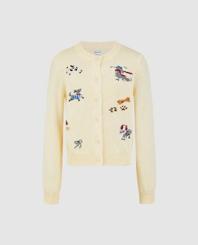  URBAN REVIVO - Áo khoác cardigan nữ tay dài phối hoạ tiết 