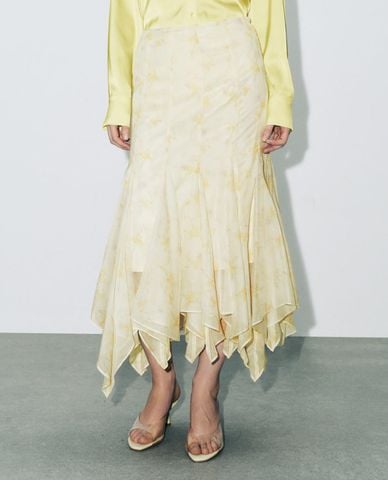  URBAN REVIVO - Chân váy chữ A midi bất đối xứng 