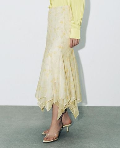  URBAN REVIVO - Chân váy chữ A midi bất đối xứng 