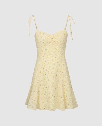  URBAN REVIVO - Đầm hai dây mini họa tiết hoa nhí 