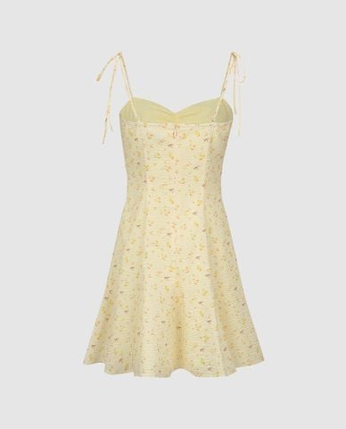  URBAN REVIVO - Đầm hai dây mini họa tiết hoa nhí 