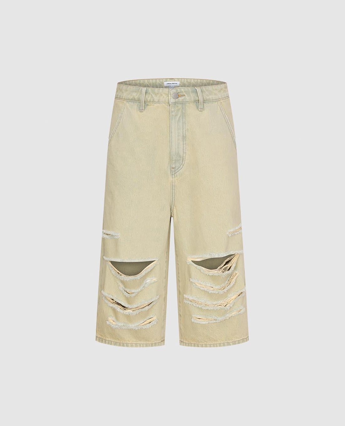 URBAN REVIVO - Quần jeans nam ống rộng rách gối