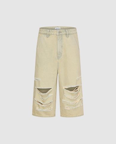  URBAN REVIVO - Quần jeans nam ống rộng rách gối 