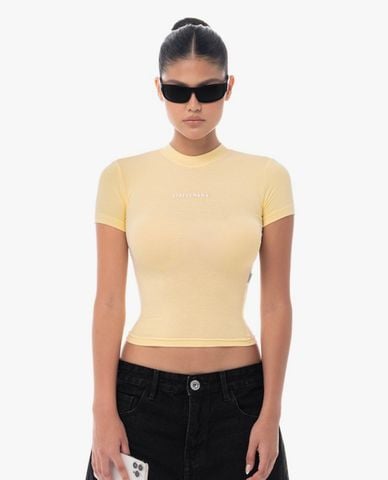  STRESSMAMA - Áo thun nữ cổ tròn tay ngắn phom ôm in logo 