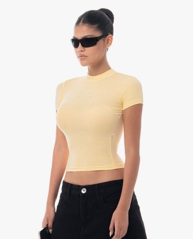  STRESSMAMA - Áo thun nữ cổ tròn tay ngắn phom ôm in logo 