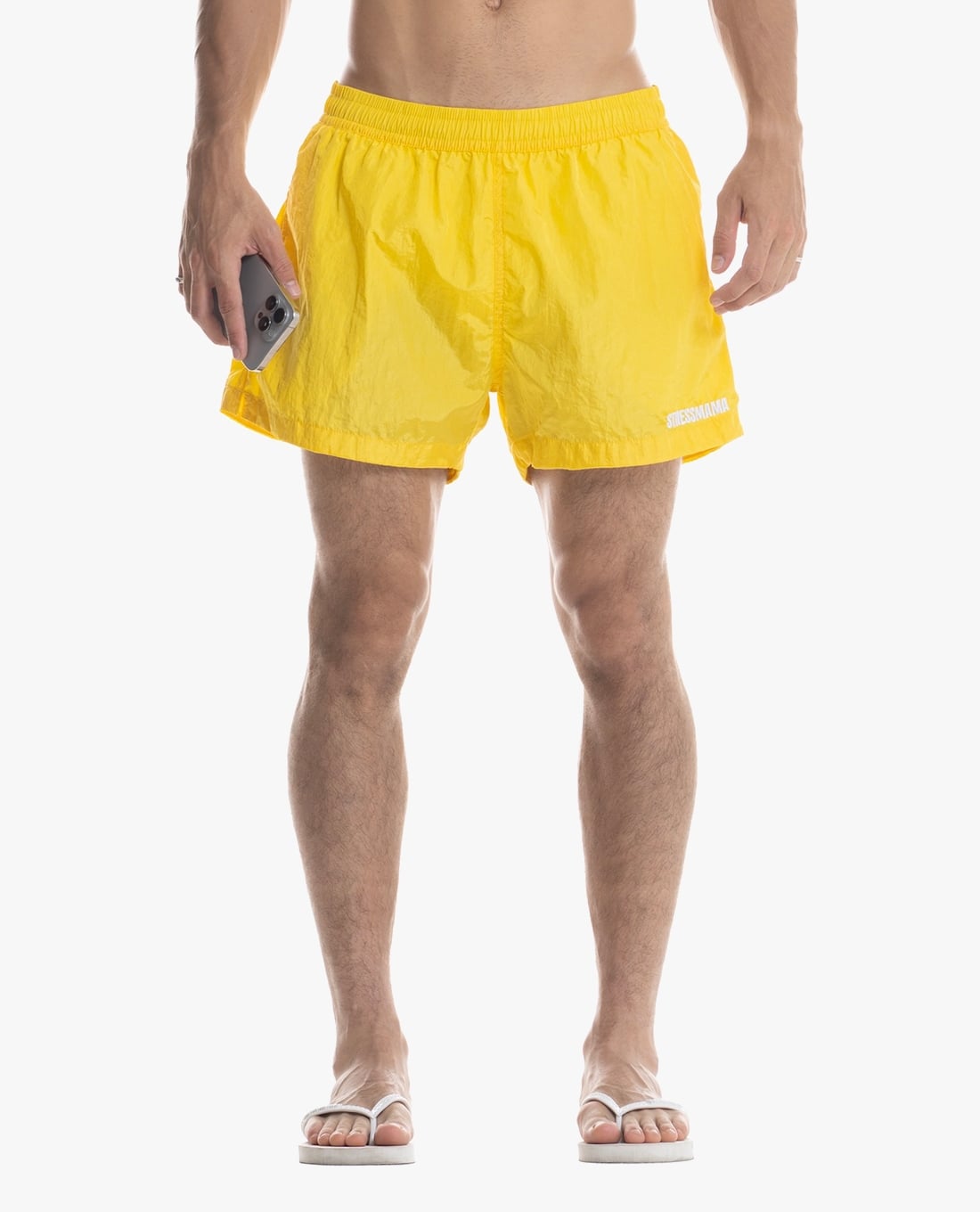 STRESSMAMA - Quần short unisex ống rộng thêu logo