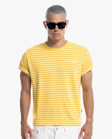  STRESSMAMA - Áo thun unisex cổ tròn tay ngắn kẻ sọc Spirit 