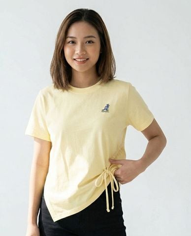  KANGOL - Áo thun nữ cổ tròn tay ngắn dây rút 