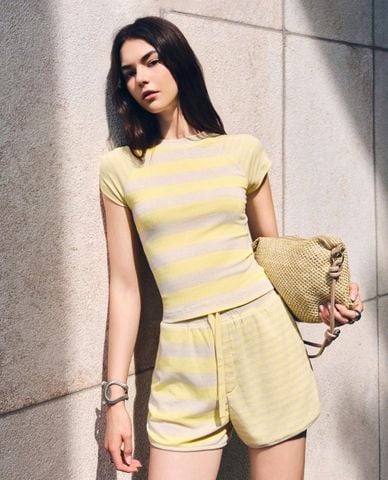  DEZUS - Set áo thun và quần short kẻ sọc Yellow Lines 